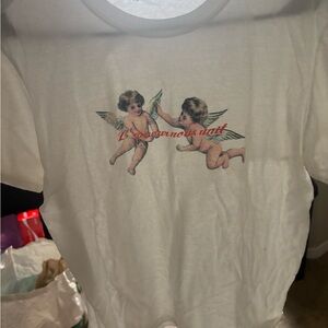 Urban Outfitters White T-Shirt with Angel Print